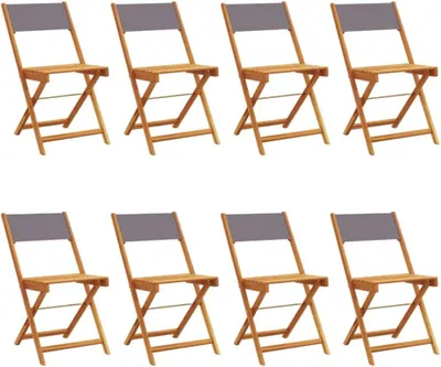 Produktbild von 8 klappbare Gartenstühle aus massivem Akazienholz mit Armlehnen für Garten, Terrasse und Balkon, belastbar bis 110 kg