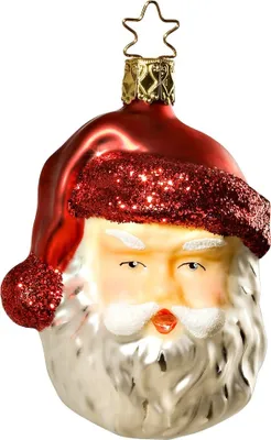 Produktbild von Christbaumschmuck Weihnachtsmannkopf 8,5cm Glas Figur Rot / Weiß