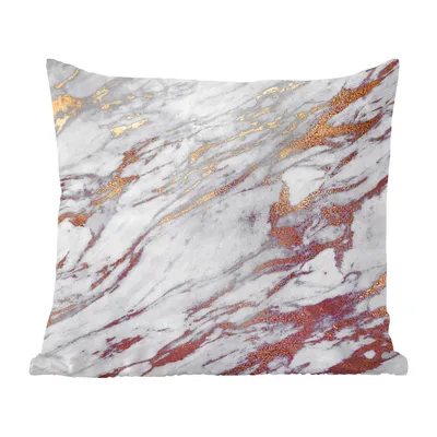 Produktbild von MuchoWow® Zierkissen Sofakissen Wohnzimmer Dekokissen 40x40 cm Marmor - Weiß - Gold - Rot - Foto Kissen - Schlafzimmer Dekoration