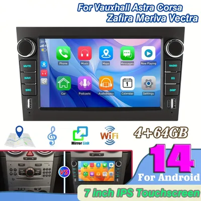 Zdjęcie produktu dla Android 14: Radio samochodowe - System audio do samochodu - Odtwarzacz multimedialny - System nawigacji - Radio z ekranem dotykowym