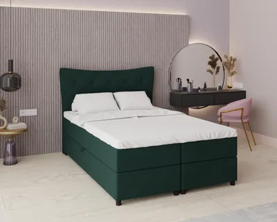 Produktbild von Boxspringbett, 140cm x 200cm, Grau, mit Bettkasten, Matratze und Topper, Doppelbett, NEVADA, Panda Möbel