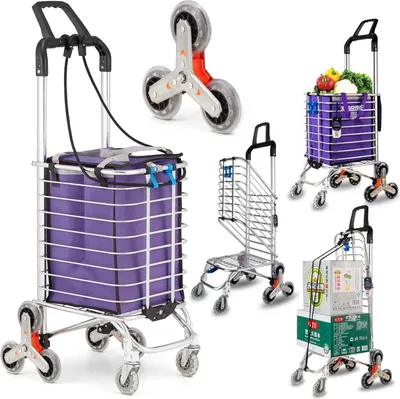 Produktbild von Einkaufstrolley klappbar 35L bis 80 kg 8 Rollen kabnehmbare Tasche Handwagen Einkaufswagen Einkaufshilfe Treppensteiger Aluminiumlegierungsrahmen Trep