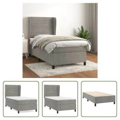 Produktbild von The Living Store Boxspringbett mit Matratze Hellgrau 90x190 cm Samt