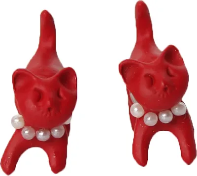 Produktbild von 3D Katze Cat Ohrstecker Front Back Ohrringe Rot