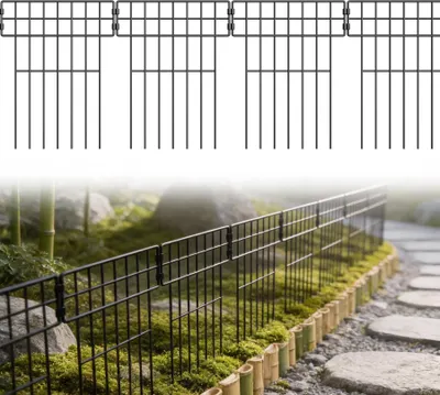 Produktbild von FIVMEN 10 Stück Dekorativer Gartenzaun aus Metall, Steckzaun für Garten & Beet, Modularer Tierzaun Beetzaun 42 cm (H) x 32 cm (B), Gitterzaun Gesamtlänge 3,2 m, Zaun zum Stecken, Typ B