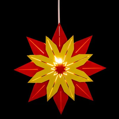 Produktbild von Fensterbild Weihnachtsstern rot/gelb (28cm) von Kunstgewerbe Taulin