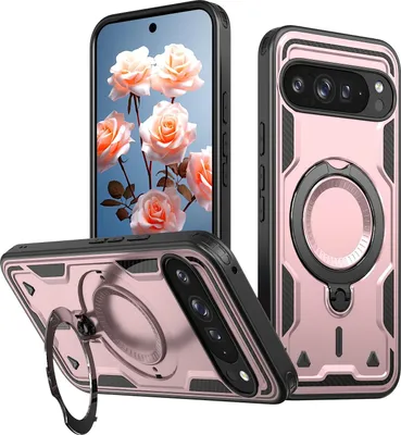 Produktbild von MagSafe Hülle für Google Pixel 9 Pro XL - Phonesta MagLock Armor Back Cover mit Ring - Roségold