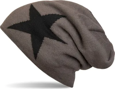 Produktbild von styleBREAKER warme klassische Strick Beanie Mütze mit Stern und sehr weichem Innenfutter, Uni 04024026