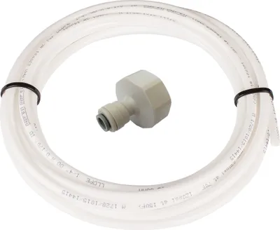 Produktbild von Bílá hadicová sada 5 m, redukce 3/4-1/4 - Pro připojení k vodnímu filtru - Univerzální sada pro připojení vody - Chladnička