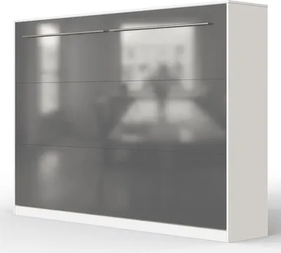 Produktbild von SMARTBett Schrankbett Standard  Weiss/Anthrazit Hochglanzfront 140 Horizontal