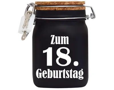 Produktbild von Spardose Geld Geschenk Ideen 18. Geburtstag Schwarz Größe L 1 Liter
