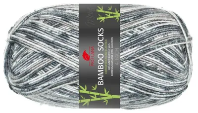 Produktbild von Pro Lana BAMBOO SOCKS color 100 g seidenweiche und vegane 4-fach Sockenwolle 400 m Farbe 965 - schwarz/grau color