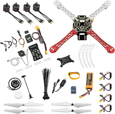 Productafbeelding van Drone bouwpakket - RC quadcopter - Hobby project - Inclusief Pixhawk - 450 mm wielbasis - Rood en Zwart
