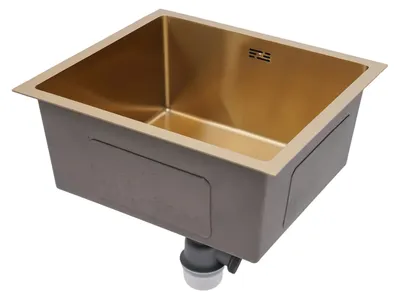 Obrázek produktu pro Dřez do kuchyně – dřez s úpravou – jednodřez – nerezová ocel 201 – 50 x 45 x 20 cm – bez baterie – zlatá barva