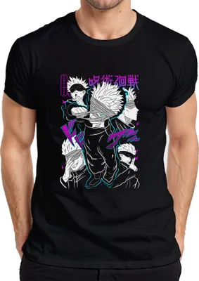 Obrázok produktu pre Satoru Gojo Jujutsu Kaisen Anime Manga – darčekové tričko s páskou cez oči, štýlové pánske tričko, čierne, XXL