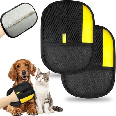Produktbild von 4PCS Fell Magnet Handschuh Fellmagnet Handschuhe Doppelseitig fš¹r Hunde & Katzen šC Atmungsaktive Haustierhaarentferner mit Anti-Statik-Funktion, Wiederverwendbar zur Fellpflege im Alltag