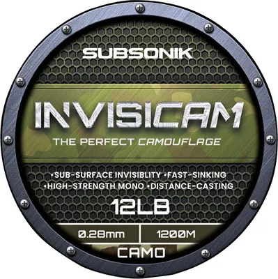 Zdjęcie produktu dla Sonik Subsonik Invisicam Mono 1200m - Żyłka wędkarska, średnica/wytrzymałość:0.28mm / 12lb