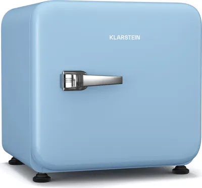 Produktbild von Klarstein Audrey Evo 43L Mini Kühlschrank - Retro-Design, Leise 40 dB, Kompakter Kühlschrank Klein mit Verstellbaren Füßen und Wendetür, Mechanischer Thermostat, Weiß, Ideal für Schlafzimmer und Büros