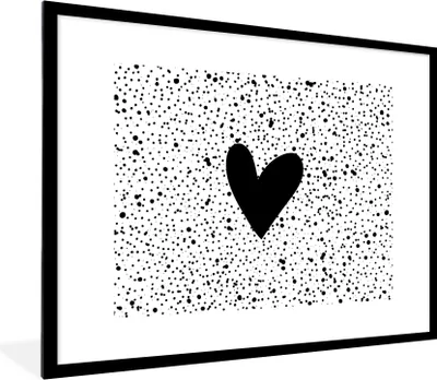 Produktbild von MuchoWow® Gerahmtes Poster Herz - Design - Weiß 80x60 cm - Poster mit Schwarzem Bilderrahmen Wandposter Rahmen Foto Bilder - Schlafzimmer-Dekorationen - Fotoposter