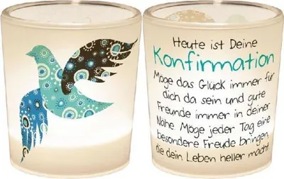 Produktbild von Windlicht+Teelicht 6x6cm Für Dich Konfirmation in Geschenkpackung