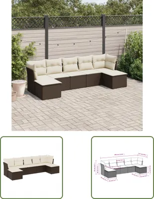 Produktbild von The Living Store 7-tlg. Garten-Sofagarnitur mit Kissen Braun Poly Rattan