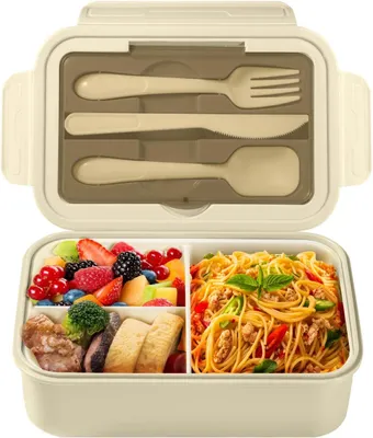 Produktbild von Lunchbox 1400 ml, 3 Fächer, Luftdichte Bento Box, für Arbeit, Schule, Picknick