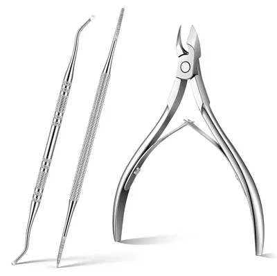Produktbild von Zehennagelknipser-Set mit Nagelfeile und Nagelhautentferner | Edelstahl | Für eingewachsene Nägel & dicke Zehennägel