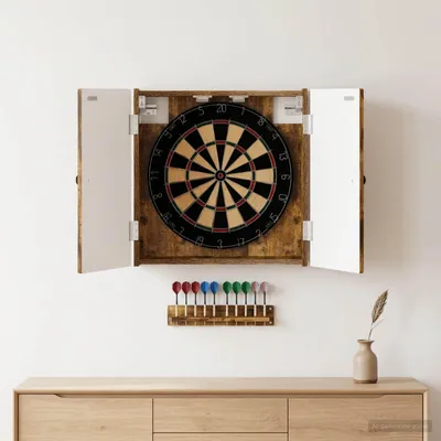 Produktbild von Möbel Dartboard Schrank BREDA Raucheiche 52,5 x 10,5 x 53,5 cm - Dartpfeile &26778