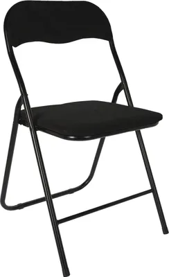 Produktbild von Metall Klappstuhl mit gepolsteter Rückenlehne in schwarz - Cord Bezug - Klappbarer Gästestuhl mit Polster - Küchenstuhl Beistellstul Stuhl klappbar