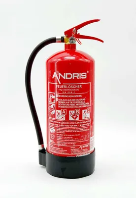 Produktbild von 6kg ABC Pulver Feuerlöscher mit Manometer - sehr stark - 15LE, inkl. Wandhalterung, Standfuß & ANDRIS® Prüfnachweis mit Jahresmarke