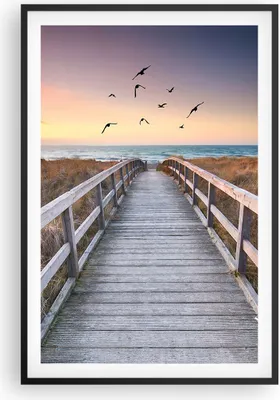 Produktbild von Gerahmtes Poster - Schwarzer Rahmen - Eintrag auf der Strand - 61x91,5 cm - Wand Bild - Wanddeko - Wandbilder - Kunstposter - Wandposter - Bilderrahmen - Bilder - Kunstdruck - P2BPA61x91-4647