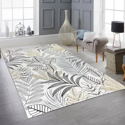 Produktbild von Teppich Creme Wellenmuster weich pflegeleicht für Wohnzimmer Größe - 160 x 230 cm