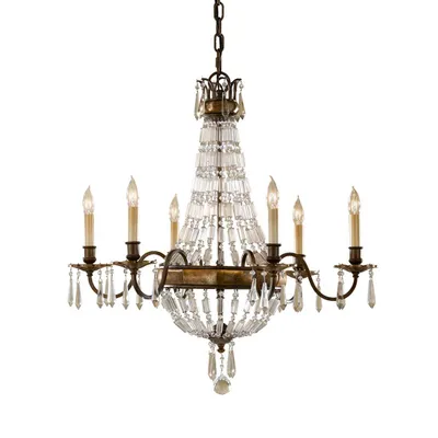 Zdjęcie produktu dla Żyrandol Bellini brąz brytyjski 6xE14x60W kryształ wym:234x67,6x67,6cm IP20 Feiss