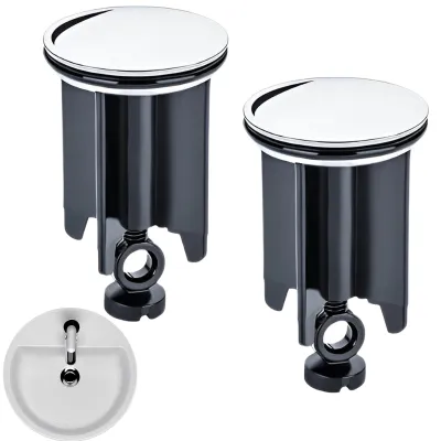 Image de Lot de 2 bouchons de lavabo avec joint, bouchons de lavabo en acier inoxydable, 40 mm, bouchons universels, adaptés aux salles de bains, lavabos et éviers.
