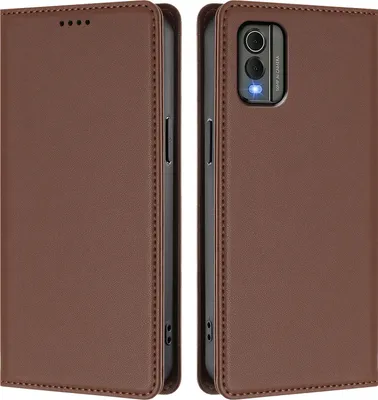 Obrázek produktu pro Kožené pouzdro pro Nokia C32, magnetické flipové pouzdro zPolyuretankůže se stojánkem Hnědá