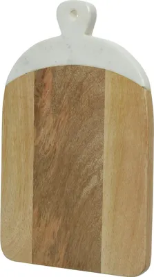 Schneidebrett - Vesperbrett - Mangoholz und Marmor - Aufhängung - L: 30cm - braun, weiß