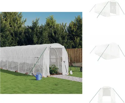 Produktbild von vidaXL Gewächshaus mit Stahlrahmen Weiß 12 m² 6x2x2 m - Gewächshäuser