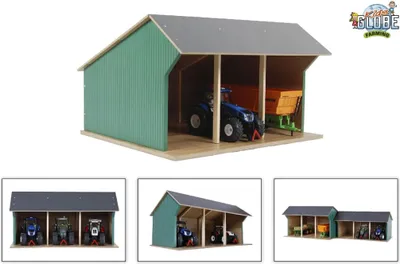 Immagine prodotto di Kids Globe Fahrzeugschuppen 1:32 für bis zu 3 Fahrzeuge Maße 45x28x22 cm