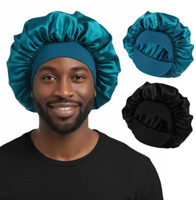 Produktbild von Satin Schlafmütze Herren 2er Set für Locken Dreads und Zöpfe