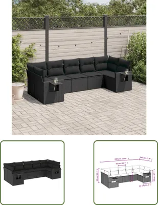 Produktbild von The Living Store 7-tlg. Garten-Sofagarnitur mit Kissen Schwarz Poly Rattan