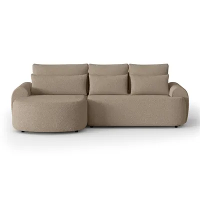Produktbild von Ecksofa OLIVIO L-Form mit Schlaffunktion, Bouclé Cappuccino, Ottomane links