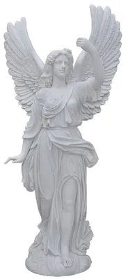 Image de Casa Padrino Luxe Art Nouveau Sculpture en marbre Ange Blanc H. 215 cm - Somptueuse figure décorative en marbre pour le jardin - Baroque & Art Nouveau Accessoires décoratifs en marbre pour le jardin - Noble & Somptueux