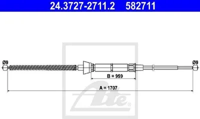 Produktbild von ATE Handbremsseil Seilzug Feststellbremse für SKODA Rapid Spaceback (NH1) Hinten 24.3727-2711.2