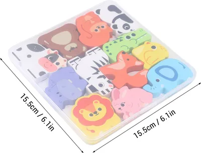 Obrázok produktu pre Drevené puzzle, hračky, vzdelávacie hry pre malé deti, triedenie, stohovanie s úložnou krabicou, zvieratká