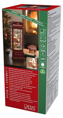 LED-Telefonzelle mit Weihnachtsmann, wassergefüllt, Timer, warmweiß