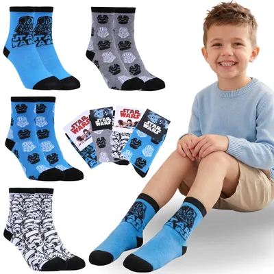 Produktbild von DISNEY Star Wars Socken-Set, druckfreie lange Socken für Jungen – 4er-Pack, 23/26 EU