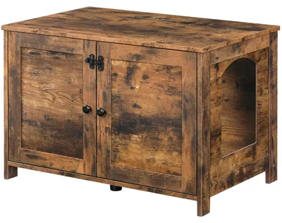 Productafbeelding van HOOBRO Kattenkast, kattenbakmeubel, kattenhuis met deur en aparte scheiding