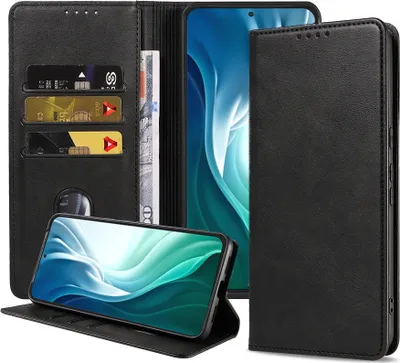 Produktbild von Smartphonica Handytasche passend für Xiaomi Mi 11i Kunstlederhülle mit Magnetverschluss und Kartenhalter Buchhülle mit Klappe - Schwarz