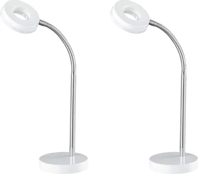 Produktbild von 2er SET moderne LED Schreibtischlampe mit Flexarm fürs Büro in Weiß Tischleuchte