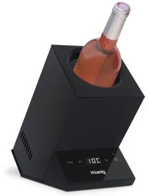 Weinkühler für 1 Flasche, schwarz, einstellbarer Thermostat